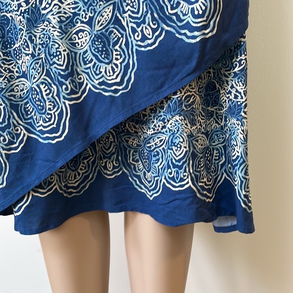 Coldwater Creek skirt faux wrap batik blue - Picture 3 of 8